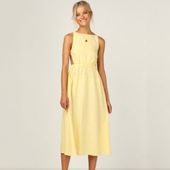 yellow backless maxi dress