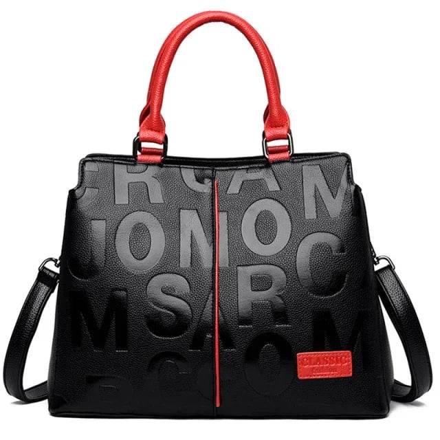 Leather Letter Shoulder Bags, Large Capacity Tote Bags, Women Handbags - Stylemein