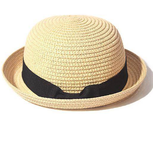 Women’s Summer Straw Hat – Bowknot Flat Brim Beach Cap - Stylemein