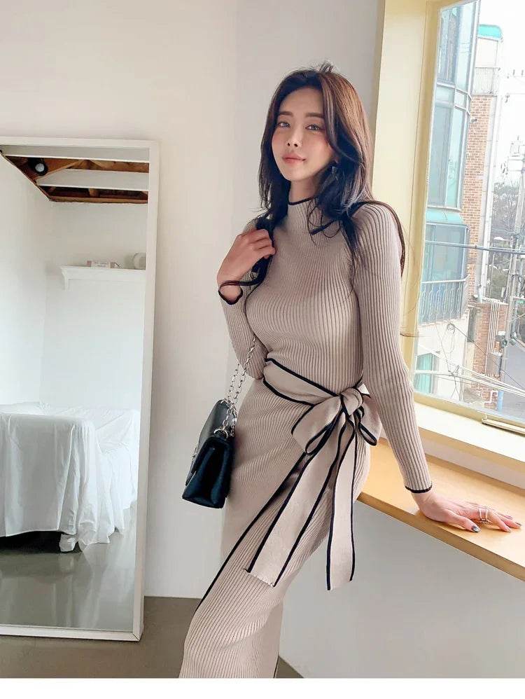 Stylemein - Long Sleeve Midi Dress | Winter Midi Dress - Stylemein