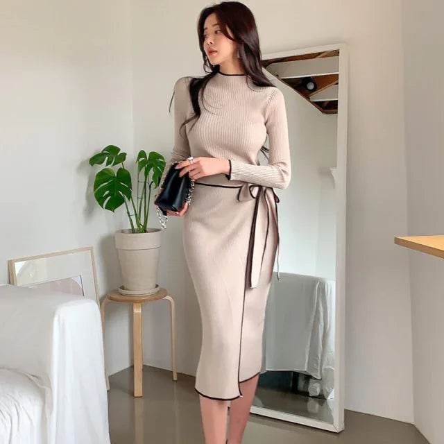 Stylemein - Long Sleeve Midi Dress | Winter Midi Dress - Stylemein