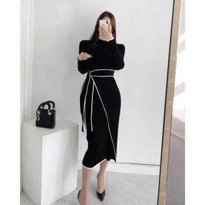 Stylemein - Long Sleeve Midi Dress | Winter Midi Dress - Stylemein