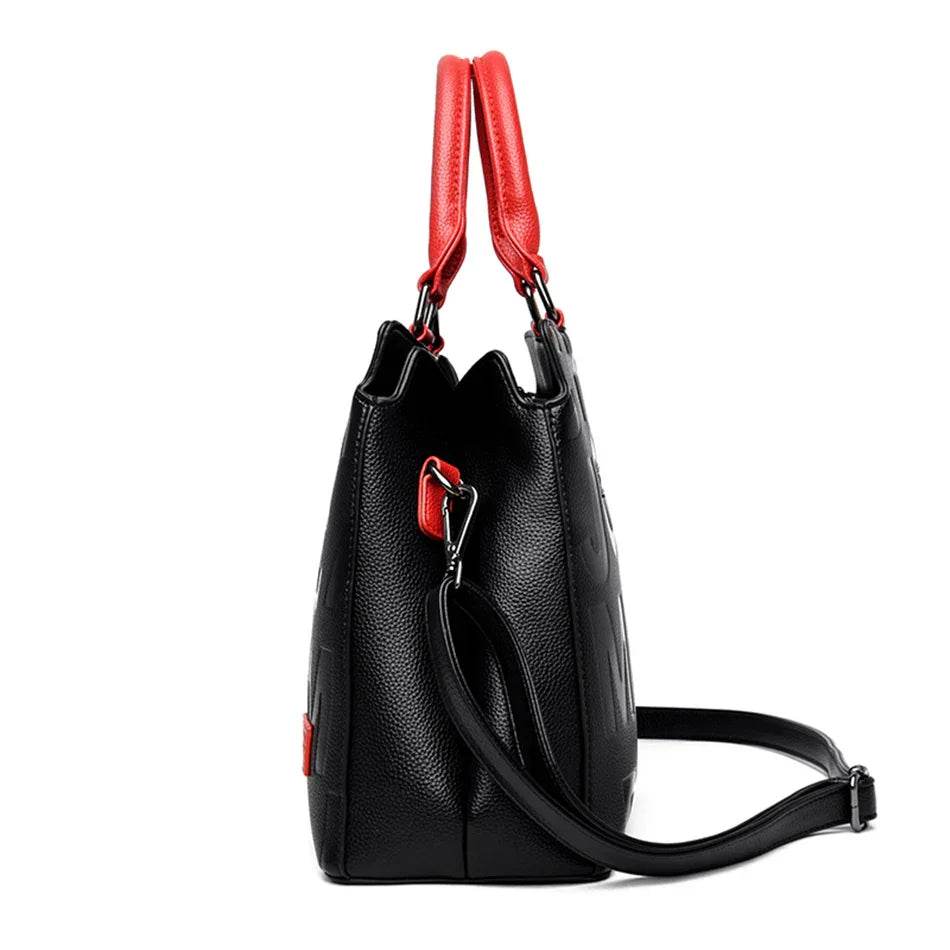 Leather Letter Shoulder Bags, Large Capacity Tote Bags, Women Handbags - Stylemein