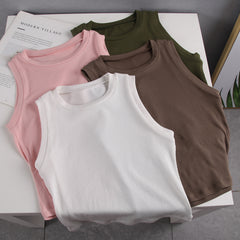 White rib knit crop tops